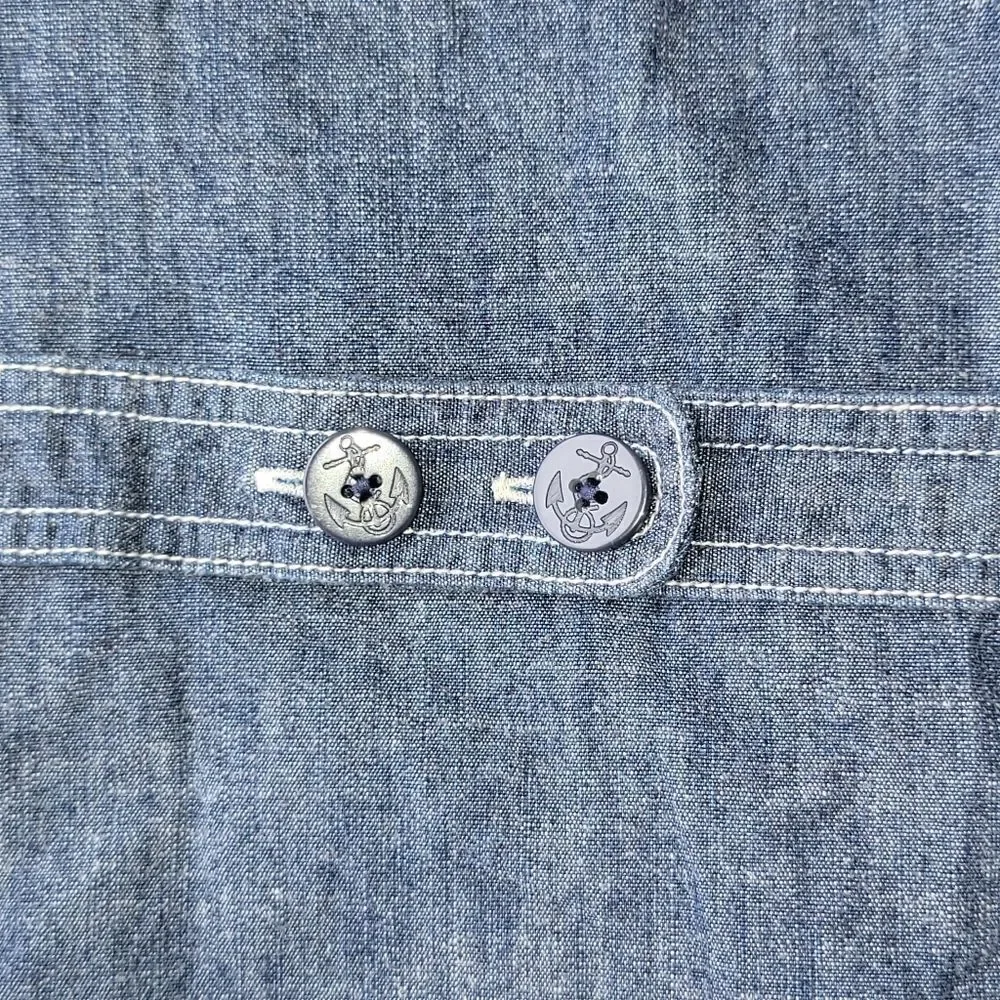 GAP Baby Toddler Denim Lined Nautical Button Pea Coat Size 12-18 Months Large